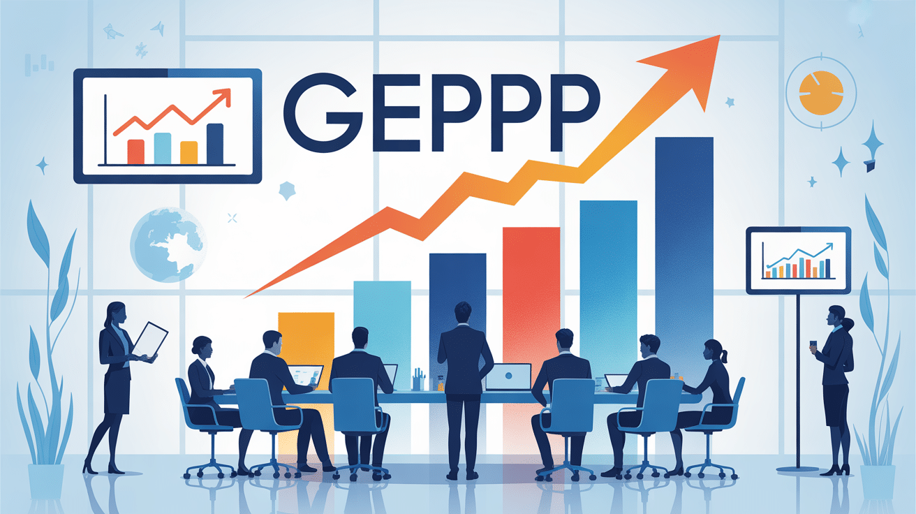 illustration modern bureau gepp silhouettes professionnels reunion graphiques croissante