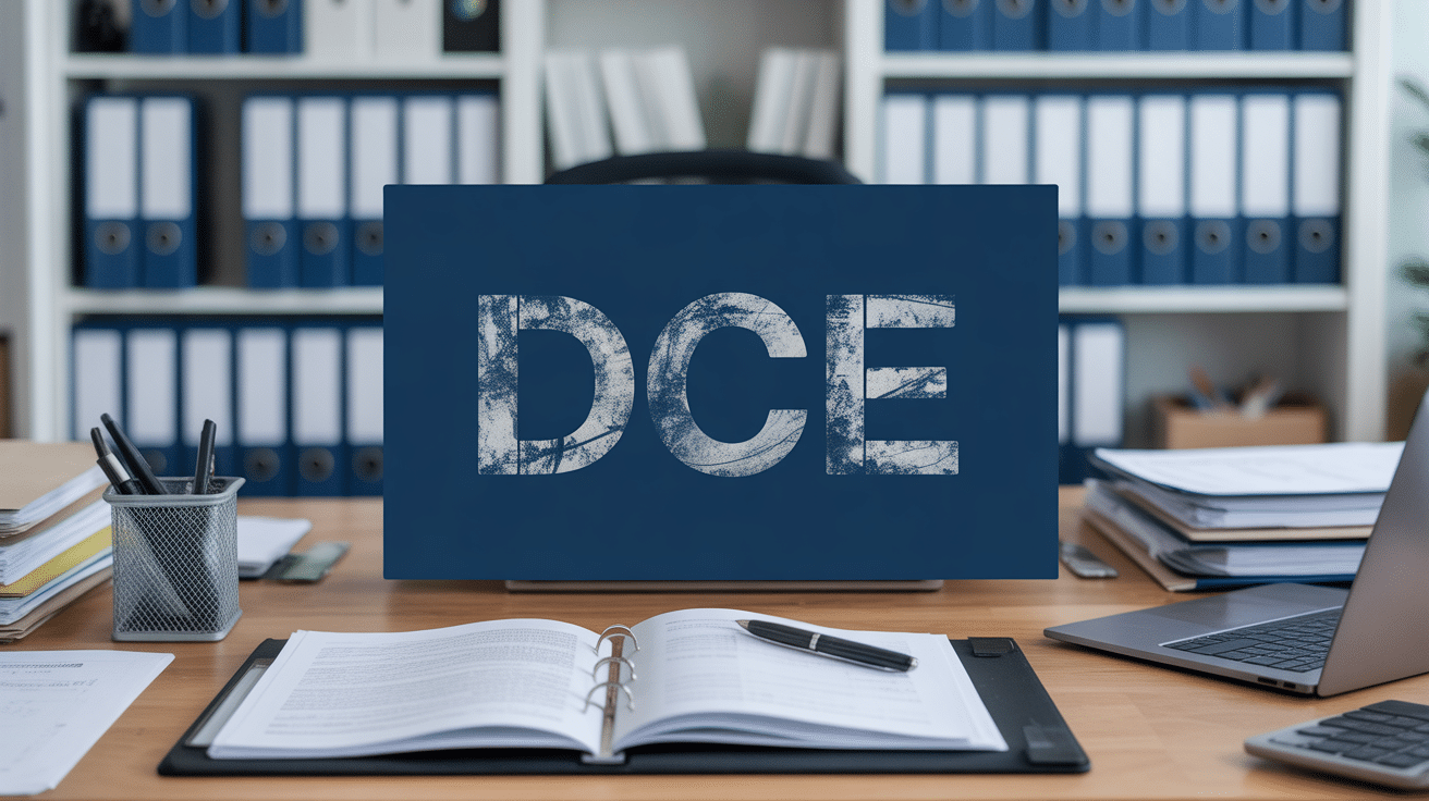 Bureau avec documents et ordinateur pour DCE