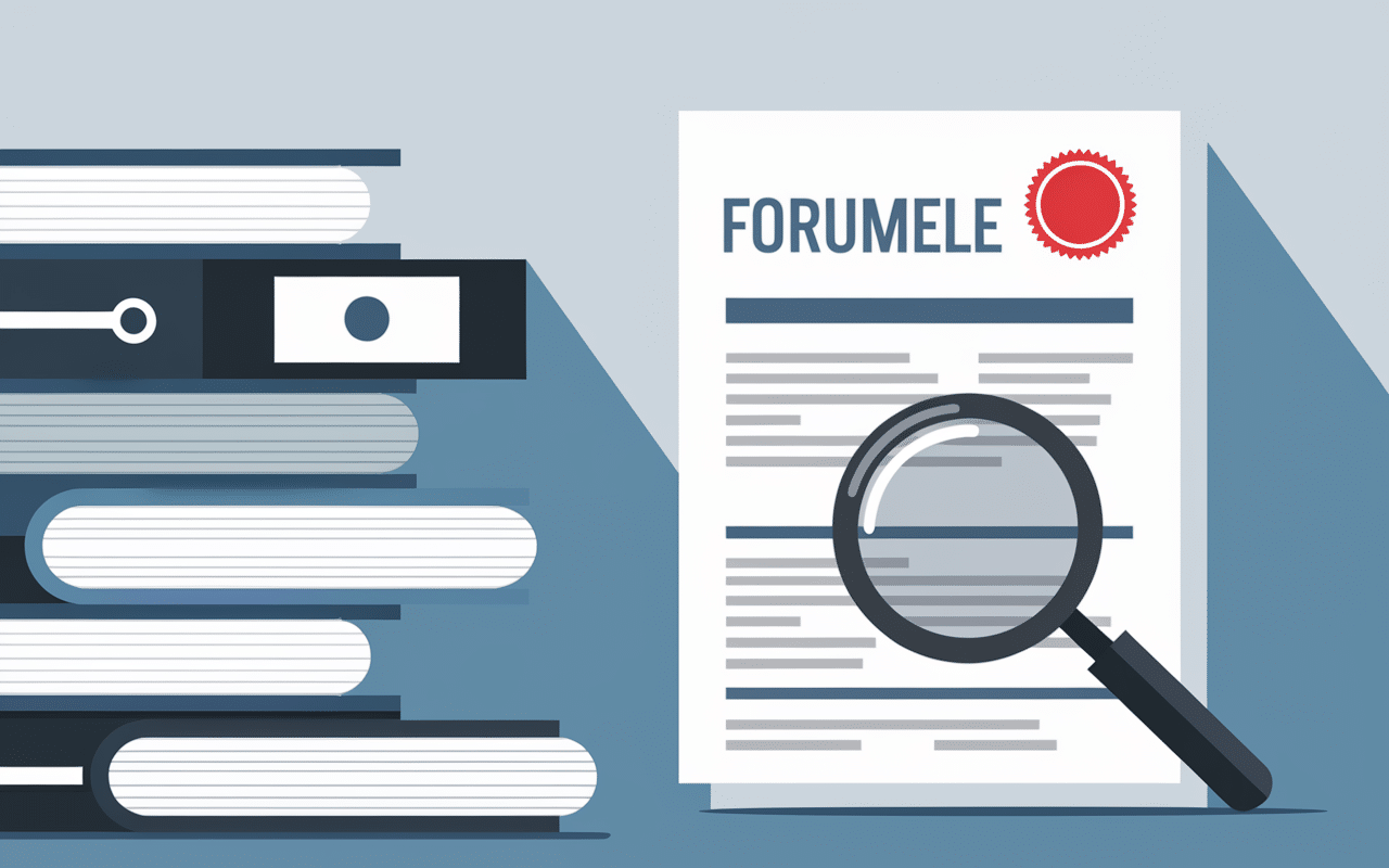 Pile de documents avec cachet officiel, loupe révélant les détails