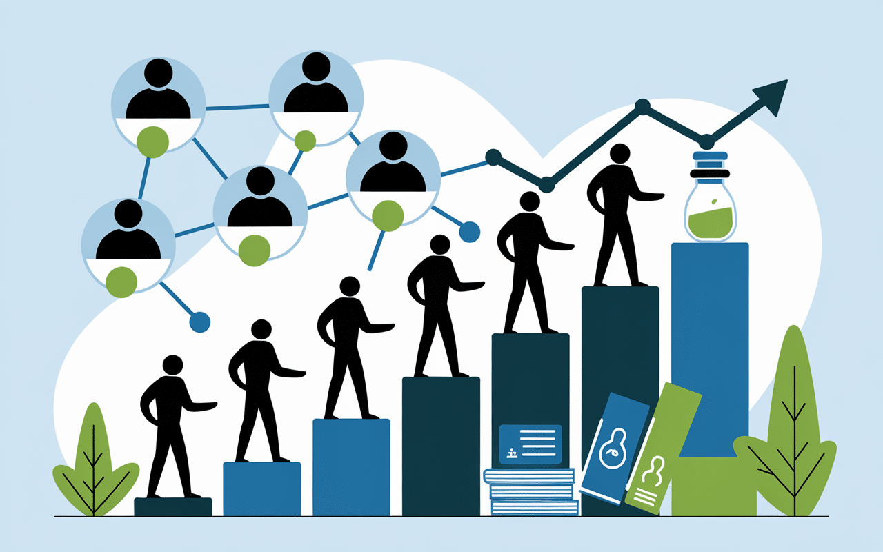 Illustration développement professionnel et réseau sur blog emploi-travail.com