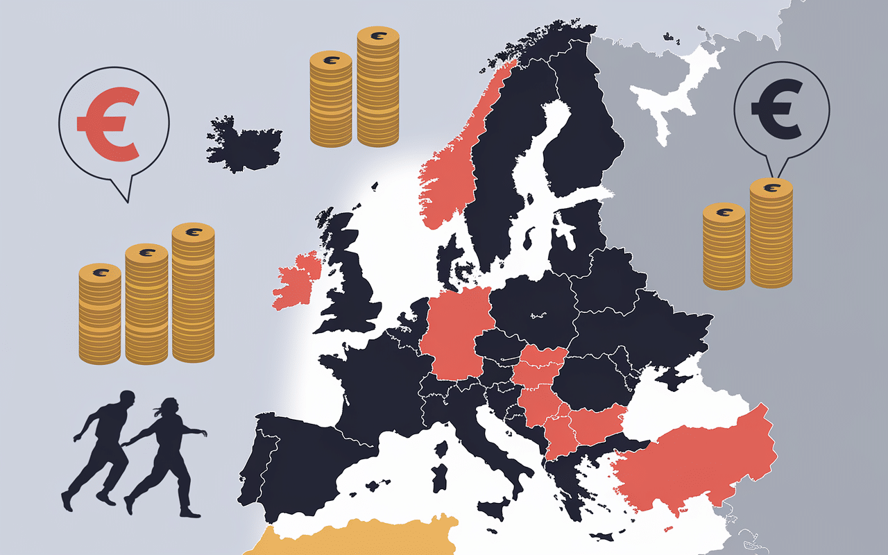 Carte Europe avec SMIC Luxembourg comparé