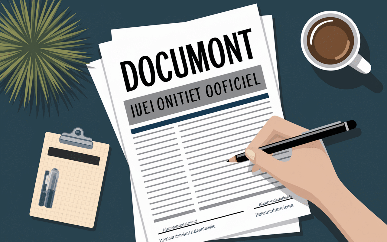 Document officiel stylisé pour attestation de renonciation au patrimoine personnel