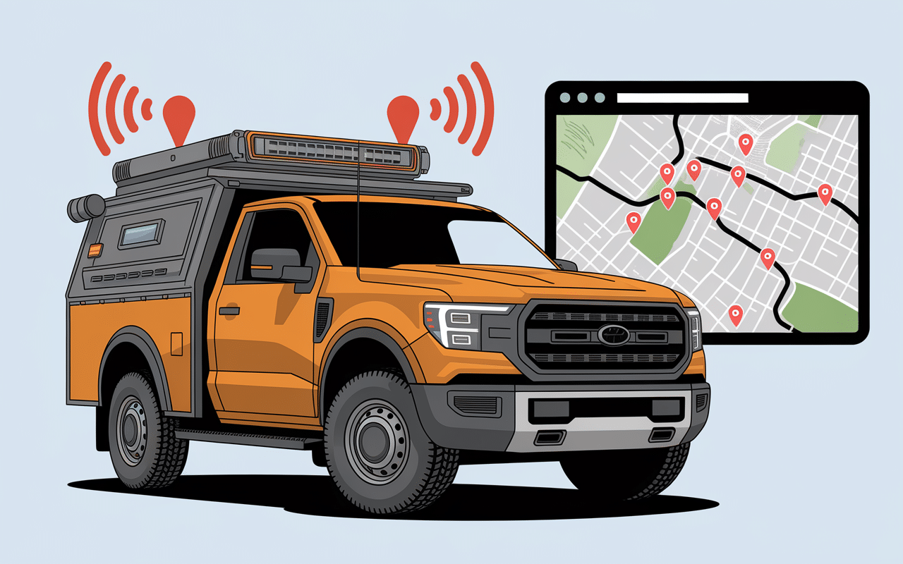 Illustration technique Webfleet avec géolocalisation