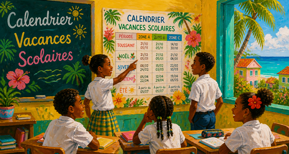 guadeloupe vacances scolaires calendrier mural