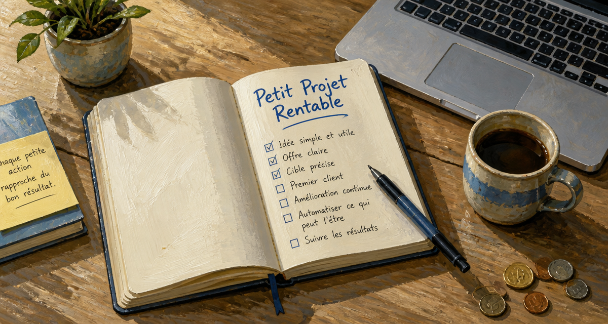 idée de petit projet rentable carnet et laptop