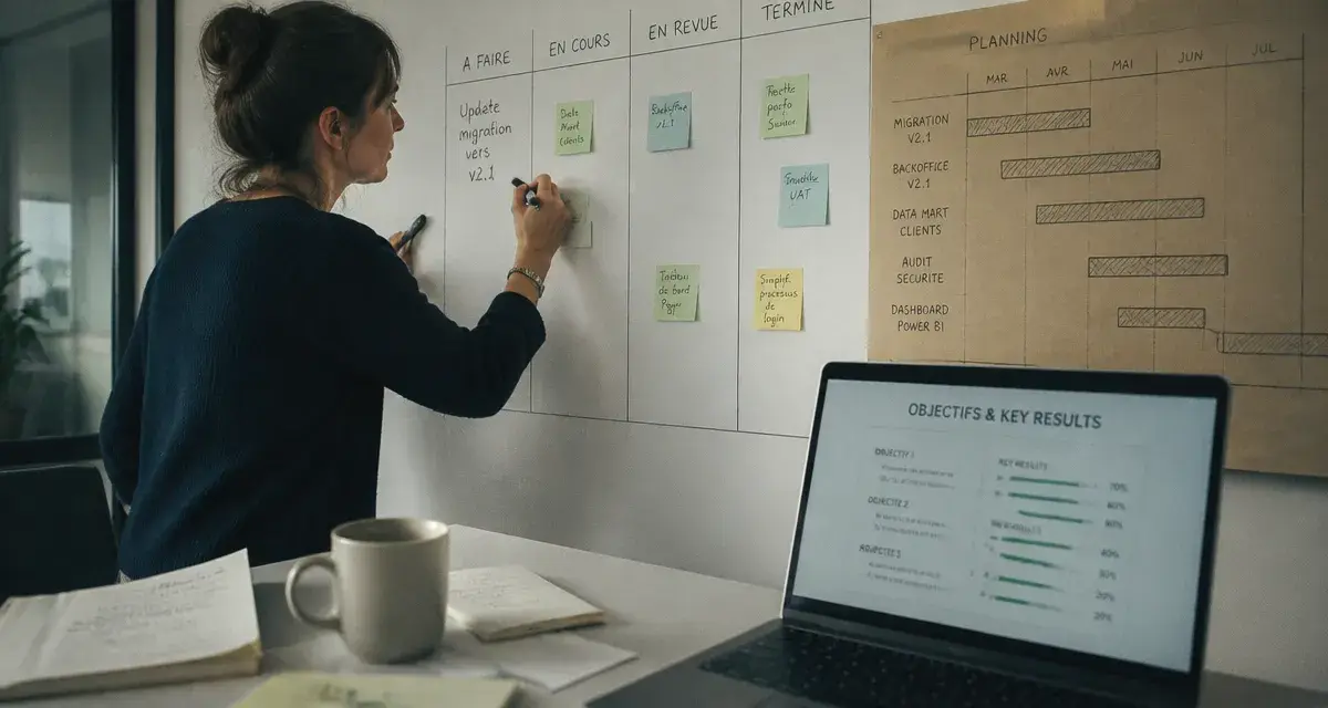 Outils de management : manager et tableau Kanban, OKR et Gantt pour piloter la performance d’équipe