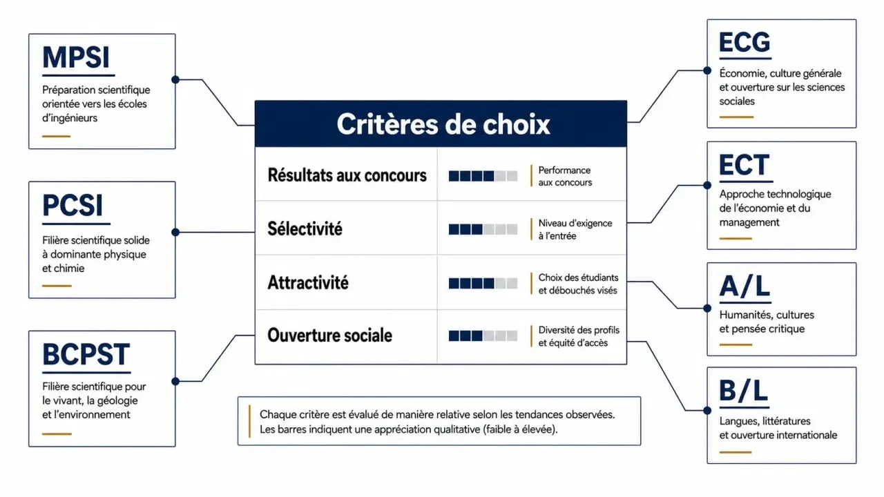 Classement prépas : synthèse visuelle des critères de choix et des filières CPGE